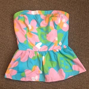 Lilly Pulitzer Strapless Peplum Top